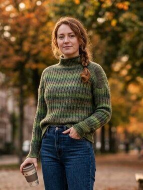 Kut From The Kloth Green Brown Mock Turtleneck Sweater Size M